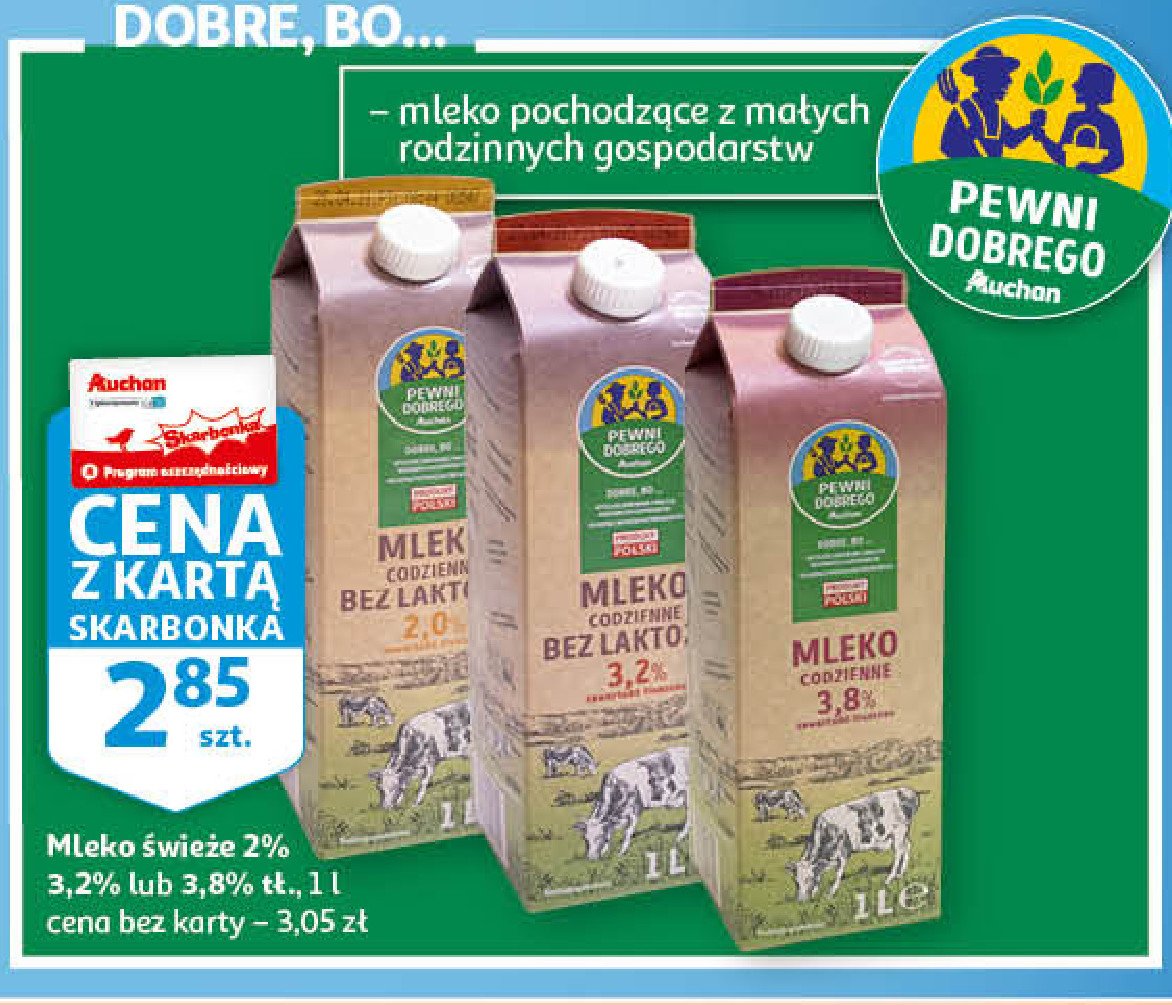 Mleko 3.8% Auchan pewni dobrego promocja
