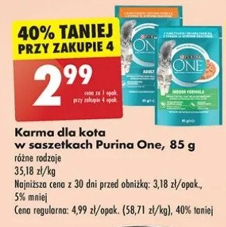 Karma dla kota tuńczyk z zieloną fasolką Purina one promocja