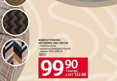 Komplet pościeli satynowej 160 x 200 cm promocja w Selgros