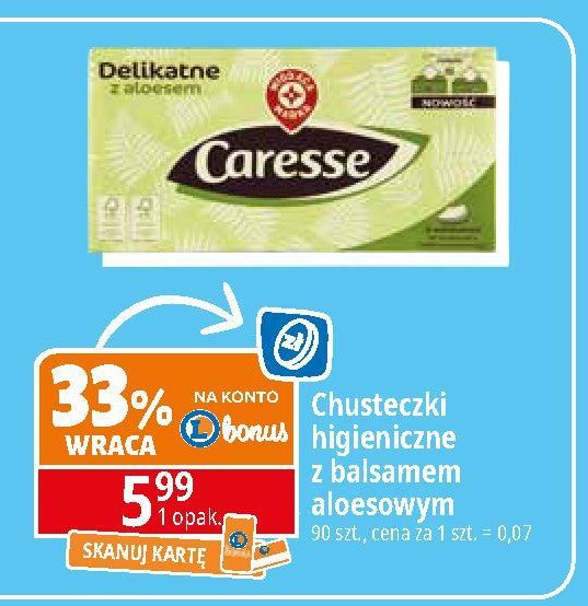 Chusteczki higieniczne aloes Wiodąca marka caresse promocja