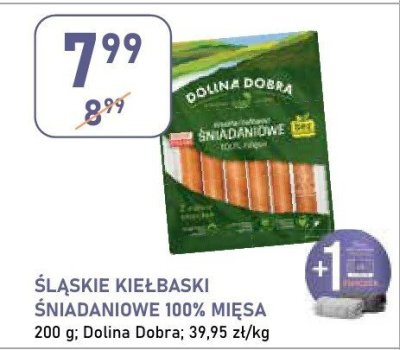 Śląskie kiełbaski śniadaniowe 100% mięsa Dolina Dobra promocja w Stokrotka