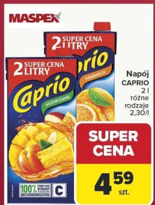 Napój CAPRIO 2 l różne rodzaje promocja w Carrefour