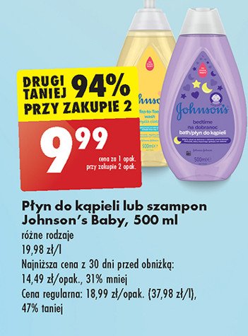 Szampon łagodny z pompką Johnson's promocja