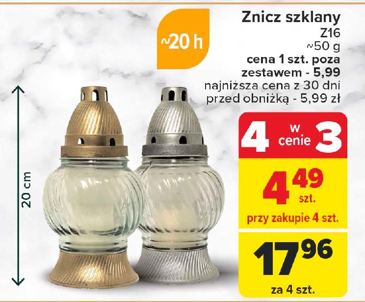 Znicz szklany z16 promocja w Carrefour