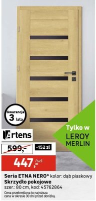 Drzwi skrzydło pokojowe SVEN DYN dąb piaskowy 80 cm Artens promocja w Leroy Merlin