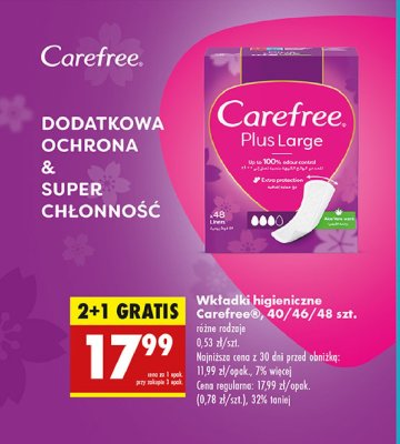 Wkładki large aloe Carefree plus promocja