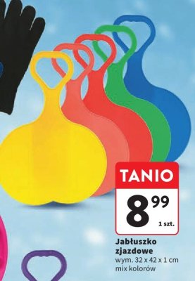 Jabłuszko zjazdowe, wym. 32 x 42 x 1 cm, mix kolorów promocja w Intermarche