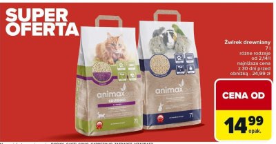 Żwirek drewniany animax 7 l różne rodzaje promocja w Carrefour