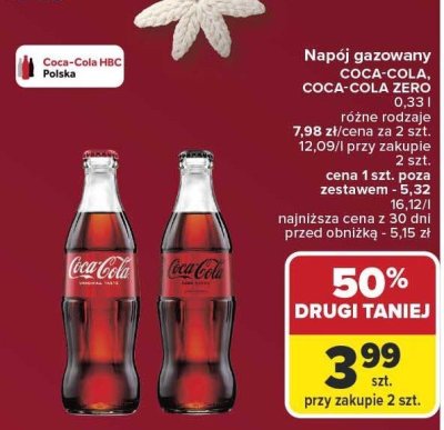 Napój gazowany Coca-Cola Zero 0,33 l promocja w Carrefour