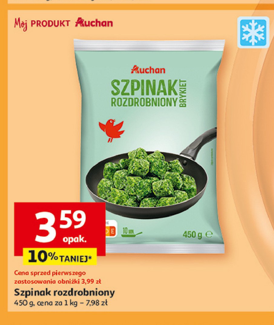 Szpinak rozdrobniony brykiet Auchan promocja