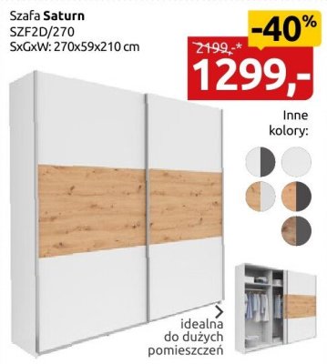Szafa Saturn SZFZD/270, 270x59x210 cm promocja w Black Red White