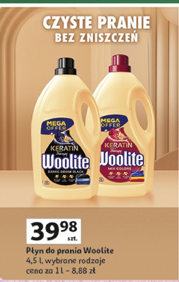 Płyn do prania dark Woolite keratin promocja w Auchan