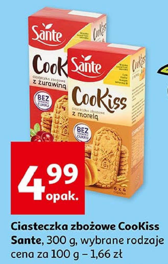 Ciasteczka 艣niadaniowe z 偶urawin膮 bez cukru Sante cookiss promocja