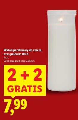 Wkład parafinowy do znicza, czas palenia: 105 h 2+2 gratis promocja w Lidl