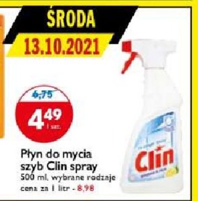 Płyn do mycia szyb cytrynowy Clin promocja