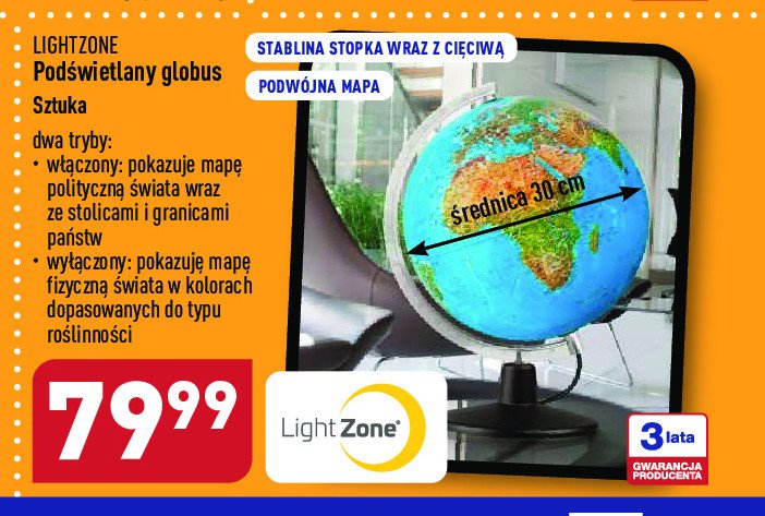 Globus podświetlany Light zone promocja