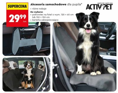 Akcesoria samochodowe dla pupila ACTIV'PET pokrowiec na fotel 120x60 cm lub 150x150 cm promocja w Biedronka