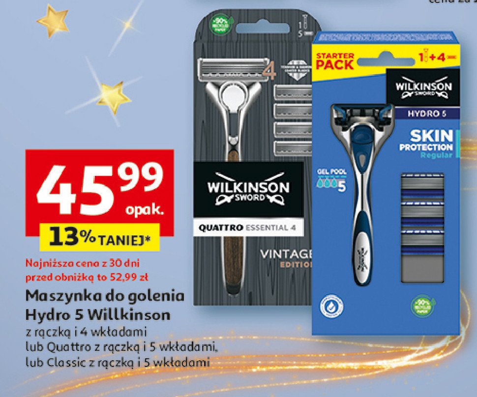 Maszynka do golenia +  4 wkłady Wilkinson hydro 5 promocja