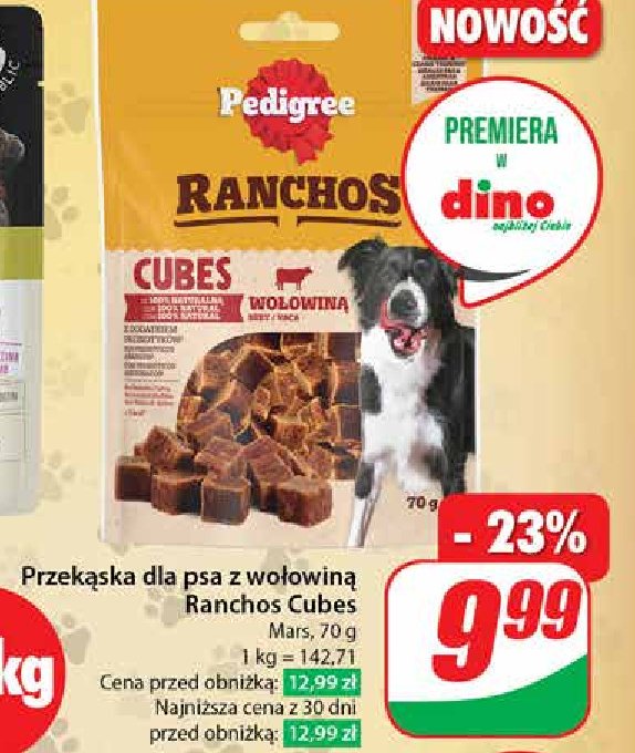 Przysmak dla psa cubes z wołowiną Pedigree ranchos promocja w Dino