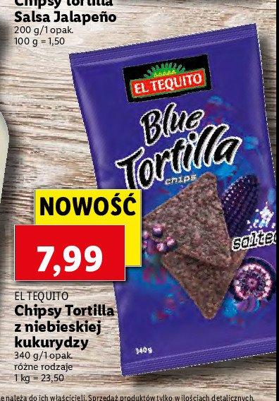 Chipsy tortilla z niebieskiej kukurydzy El tequito promocja