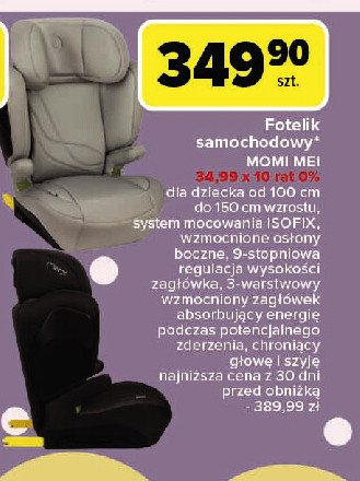 Fotelik samochodowy mei MOMI promocja w Carrefour