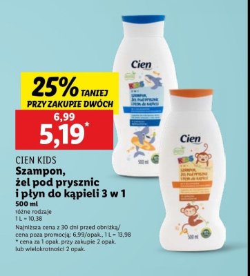Szampon, żel pod prysznic i płyn do kąpieli 3w1 bananowy Cien kids promocja