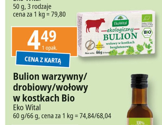 Bulion warzywny w kostkach bio Ekowital promocja w Leclerc