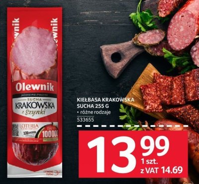 Kiełbasa krakowska sucha Olewnik 255 g promocja w Selgros