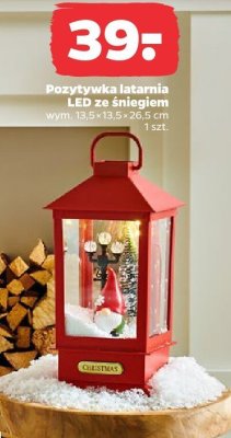 Pozytwka latarnia LED ze śniegiem promocja w Netto