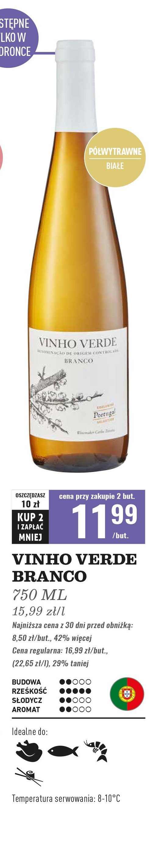 Wino VINHO VERDE BRANCO promocja w Biedronka