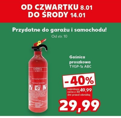 Gaśnica proszkowa TYGP-1z ABC promocja w Kaufland