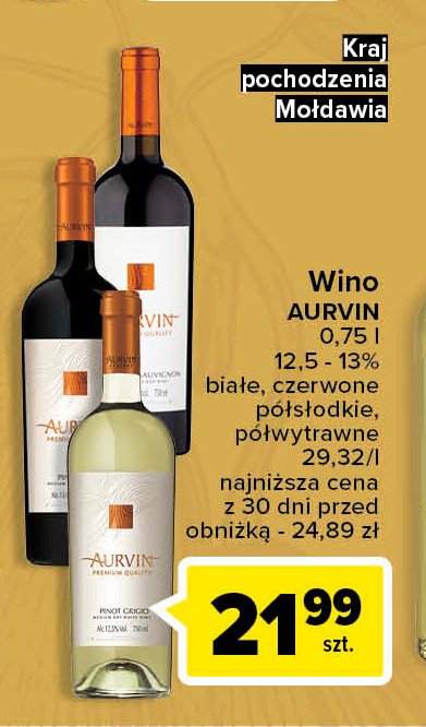Wino AURVIN PINOT GRIGIO promocja