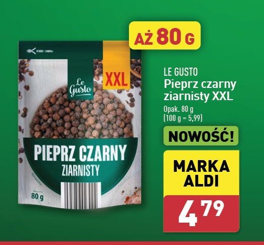 Pieprz czarny ziarnisty Le gusto promocja