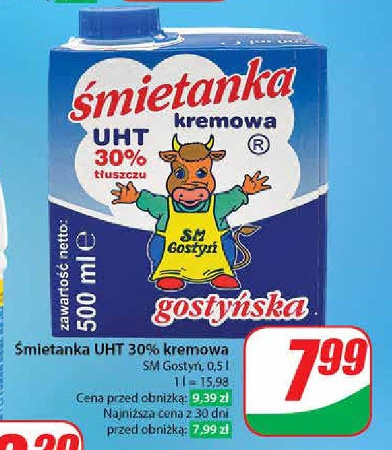 Śmietanka kremowa 30 % Gostyń promocja