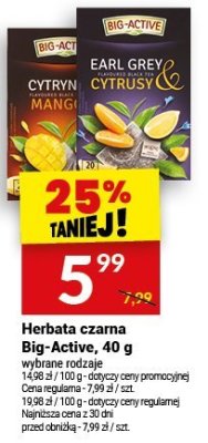 Herbata czarna Big-Active, 40 g wybrane rodzaje promocja w Twój Market