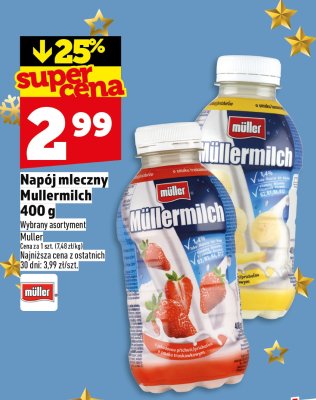Napój mleczny Müllermilch o smaku waniliowym 400g promocja w TOPAZ