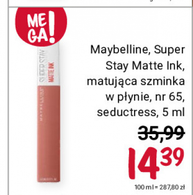 Matująca szminka w płynie nr 65 Maybelline super stay matte ink promocja