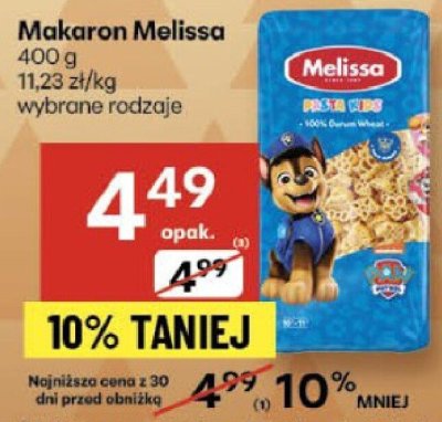 Makaron Melissa wybrane rodzaje promocja w Delikatesy Centrum