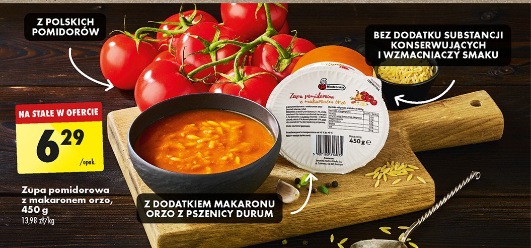 Zupa pomidorowa z makaronem orzo Biedronka promocja