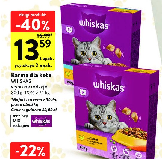 Karma dla kota indoor z kurczakiem Whiskas promocja