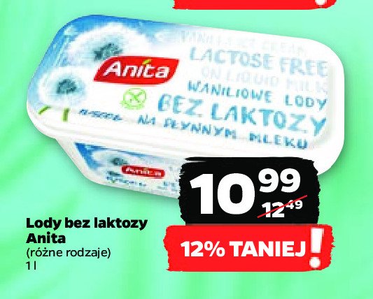 Lody waniliowe bez laktozy Anita promocja