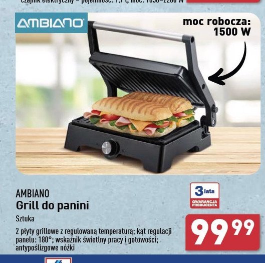 Grill do panini 1500 w AMBIANO promocja