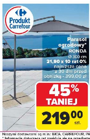 Parasol rodna 300 cm Carrefour promocja w Carrefour