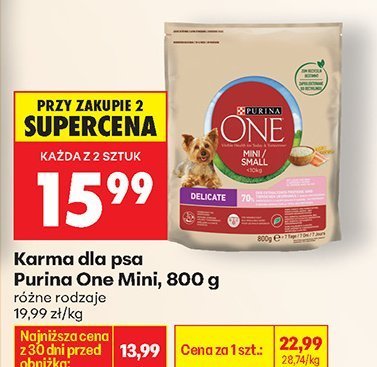 Karma dla psa Purina One Mini, 800 g promocja w Biedronka