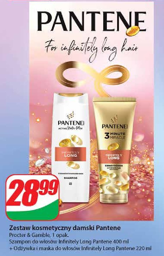 Zestaw w pudełku for infinitely long hair: szampon 400 ml + odżywka 220 ml Pantene promocja w Dino