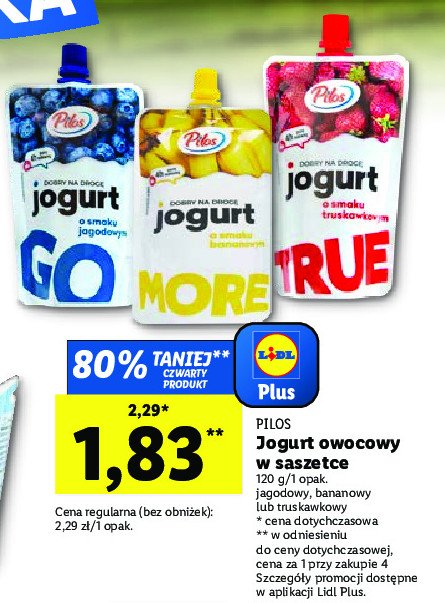 Jogurt o smaku truskawkowym Pilos promocja