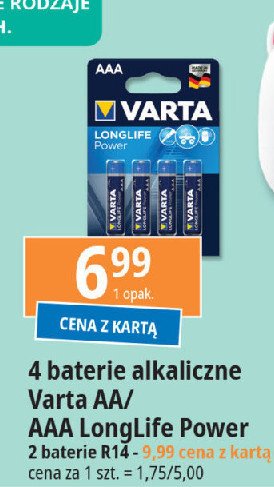 Baterie aaa Varta longlife power promocja