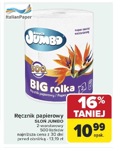 Recznik papierowy big Słonik jumbo promocja w Carrefour