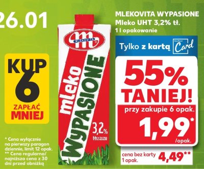 Mleko wypasione UHT 3,2% tł. promocja w Kaufland