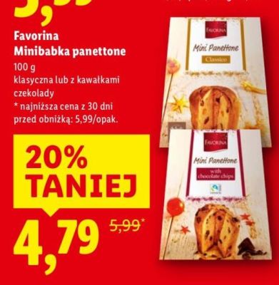 Minibabka panettone z kawałakmi czekolady promocja w Lidl